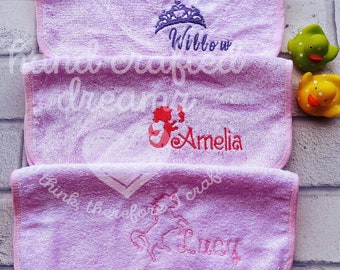 Personalised Wash Pink Cloth, Face Towel, Wash Cloth Flannel, Face Cloth Name, Kids Bath Personalised, Unicorn, Mermaid, Princess Gift