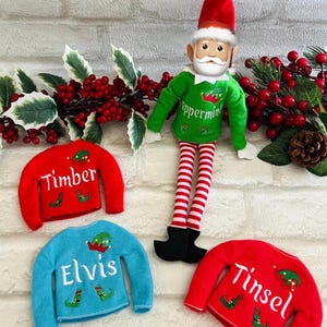 Elf Clothing Accessories - Christmas Dress Up - Personalised Jumper for Elf - Felt Embroidered image 7
