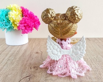 Jurk voor kleine poppen, 3 inch pop Kleding, Ooak baby pop, Pop outfit, Jurk met vleugels voor poppen, Miniaturen Poppenjurk