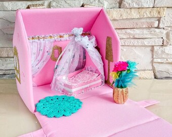 Little girl handbag, Travel doll house, Personalized Girls Handbag, Portable dollhouse