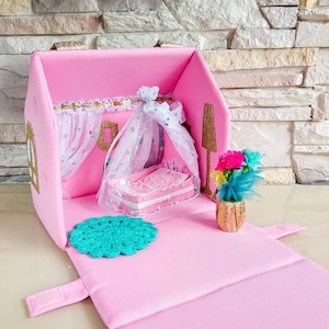 Little girl handbag, Travel doll house, Personalized Girls Handbag, Portable dollhouse