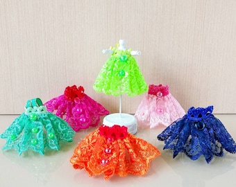 Minipoppenjurk, kanten poppenoutfit, set van 6 inch
