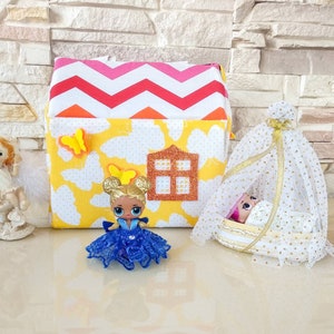 Casa de muñecas de juego, Bolsa de bebé con búhos, Casa de muñecas con muebles, Kit de casa de muñecas, \ Casa de muñecas viajera, Bolsa de casa de muñecas para niña