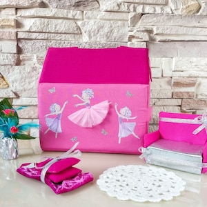 Bolso personalizado para niños, Casa de muñecas suave, Bolso ballerina, Casa de muñecas travel Toy, Casa de muñecas Quietbook, Bolso para muñecas, Regalo Baby Girl