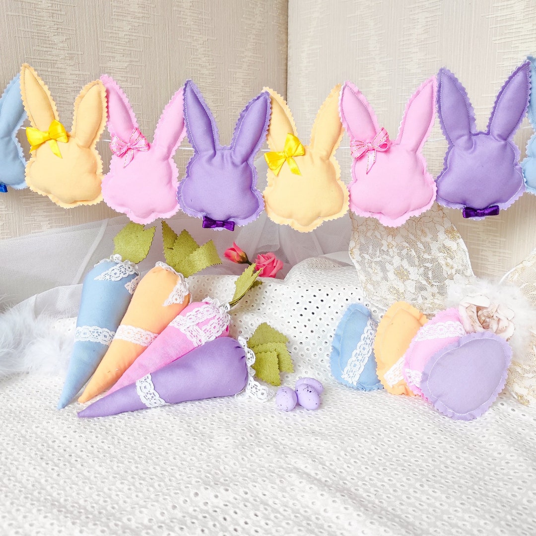 Easter Garland Bunny, Spring Garland for Mantel, Bunny Banner, Easter ...