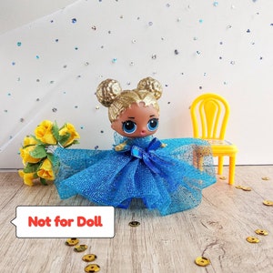 Dress for little doll, Miniature dress for doll 3-4 inches, Lace dress for mini doll