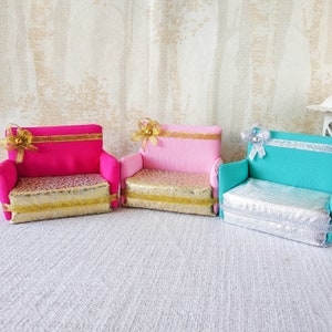Miniature dollhouse sofa, Kids doll furniture, Miniature bedroom furniture, Dollhouse Pillows