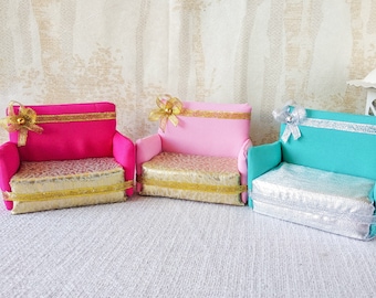 Miniature dollhouse sofa, Kids doll furniture, Miniature bedroom furniture, Dollhouse Pillows