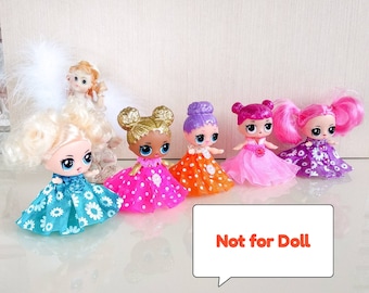 Miniatuur jurk voor poppen 3-4 inch, kleine pop kleren, jurk kleine pop
