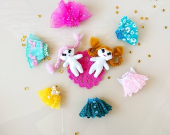 Uitrusting voor pop, Miniatuurjurk, Kleding voor pop, Kleding voor kleine poppen, Prinsessenjurk voor pop, feestelijke outfit voor pop