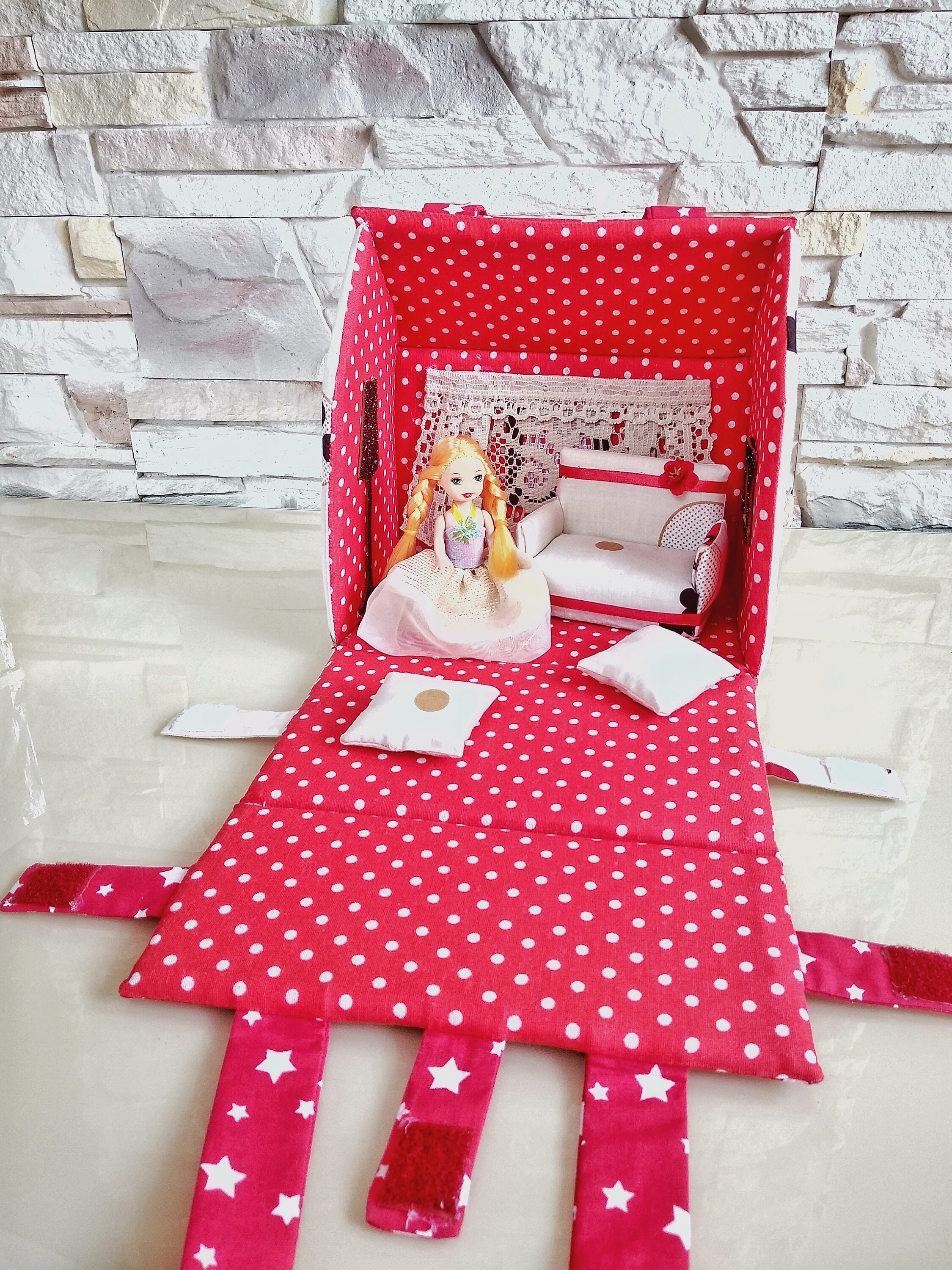 Portable Fabric Doll house Travel toy Christmas gift girl Etsy