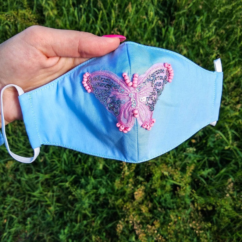 Face Mask glitter KIDS Butterflies face mask Sequin face Etsy