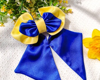 Ukraine hair bow, Ukraine scarf, Scrunchie with silk scarf, Ukraine tie,  Ukraine ribbon, Hair scarf scrunchie, Ukraine flag