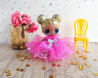 Kleine pop jurk, Miniatuur poppen jurk, Pop outfit, Kleine pop jurk, Kant pop jurk, 3 inch poppen jurk, Kleine pop kleding