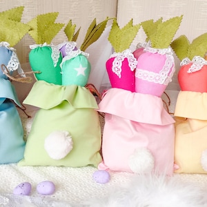 Easter treat bags, Easter Carrots, Bunny Bag,Tiered Tray Decor, Easter Bunny Bag, Bunny treat bags, Carrots Set 3 pieces