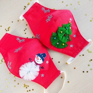 Christmas Face Mask Kids, Snowman Face Mask, Christmas tree Mask, Santa Claus,Holiday face mask, Face Masks for Children, Reusable Face Mask image 4