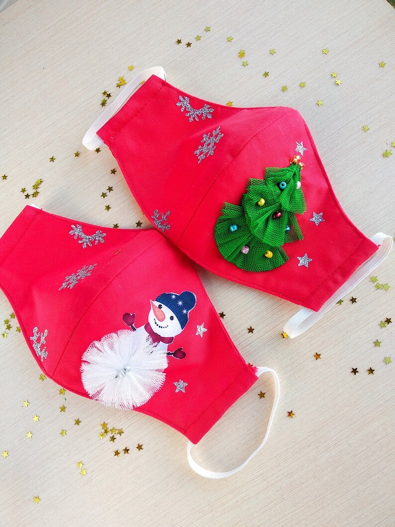 Christmas Face Mask Kids Snowman Face Mask Christmas Tree Etsy