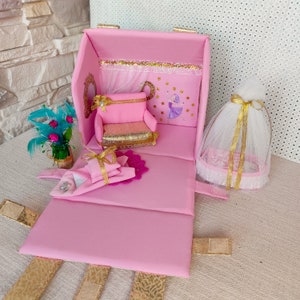 Bolso de mano infantil bailarina personalizada, Casa de muñecas textil, Casa de muñecas de tela portátil, Casa de muñecas libro tranquilo para niña, Casa de muñecas de juguete