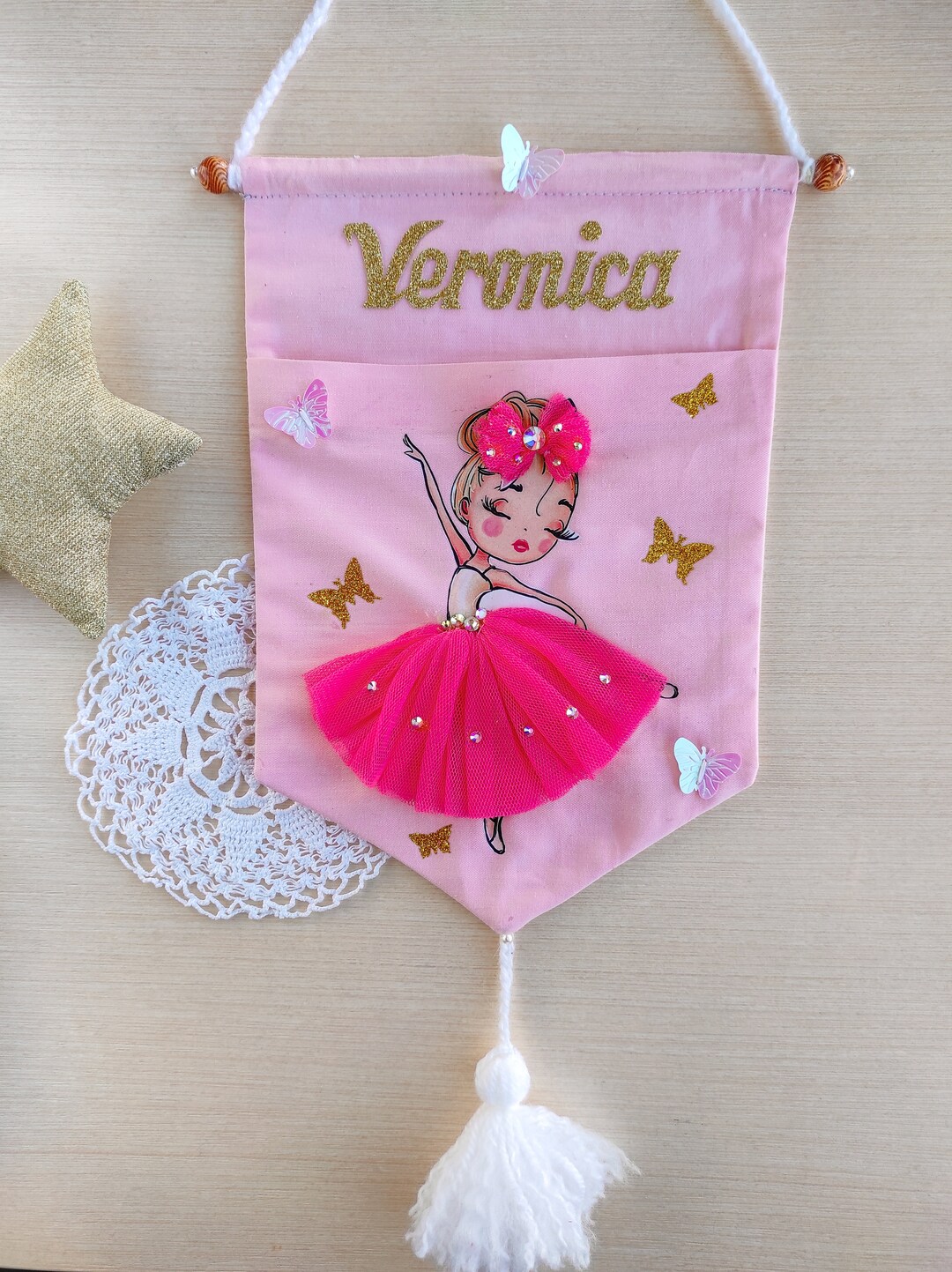 Ballerina Nursery Wall Banner, Personalized Nursery Decor, Girls