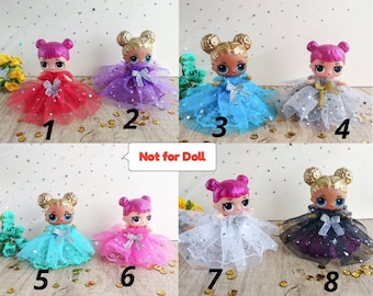 Miniatuurpoppenjurk, poppenoutfit, kleine poppenjurk, kanten poppenjurk, poppenjurk van 3 inch, kleding voor kleine poppen