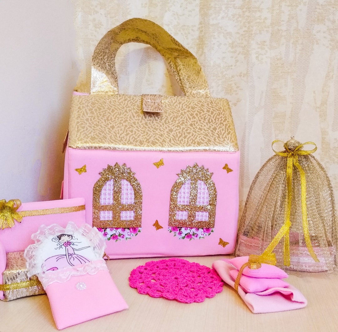 Fabric Doll House, Portable Dollhouse, Doll House Room, Kids Handbag