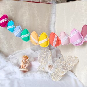 Easter Egg Garland, Easter Egg String, Pastel Egg Decor, Rainbow Easter Decoration, Egg Garland.