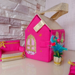 Bolso para niños, Bolso personalizado para niñas, Bolso para niños, Casa de muñecas portátil, Casa de muñecas de viaje, Casa de muñecas de tela