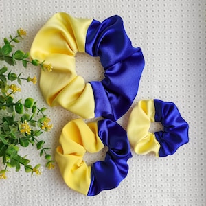 Cabello de Ucrania, scrunchies azules y amarillos, scrunchies de la bandera ucraniana, corbatas de cabello Scrunchie colores de la bandera de Ucrania, bandera de Ucrania