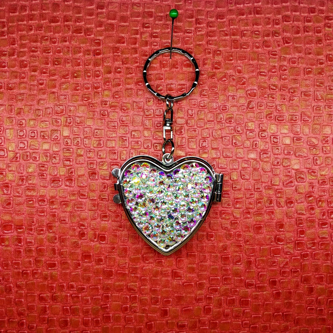 Heart Rhinestone Heart Rhinestone Keychain Heart Key Etsy