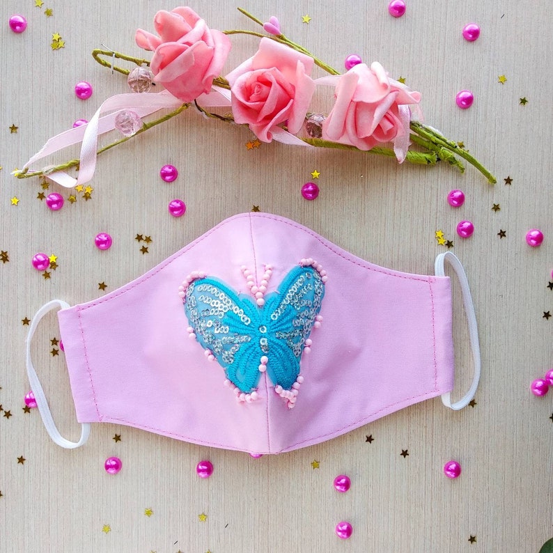 Face Mask glitter KIDS Butterflies face mask Sequin face Etsy
