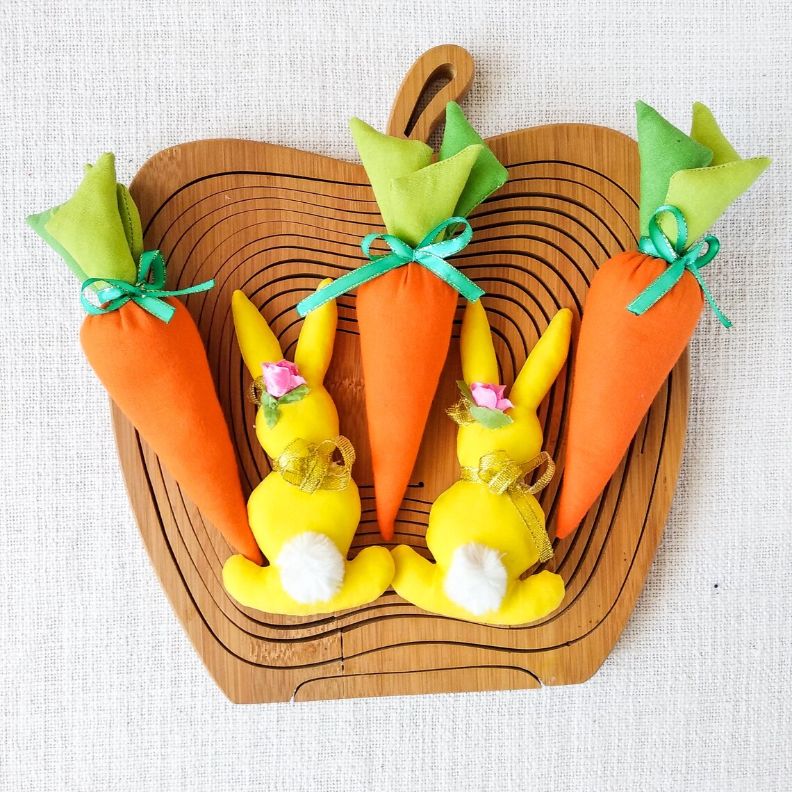 Easter Decor Bunny Fabric Easter Carrots Easter Spring Etsy
