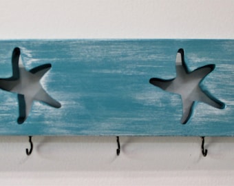 Starfish Beach Decor Key Holder for Wall Starfish Beach Decor Key Holder for Wall