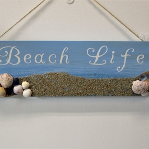 Beach Life Sign –Wooden Beach Sign– Coastal Wall Decor – Nautical Beach House Gift