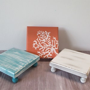 Mini Wood Riser – 5.5&quot; Square Decorative Pedestal –Tiered Tray or Shelf Decor