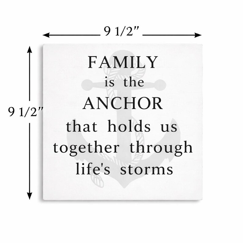 White sign displayed on white background with size arrows of 9 1/2 inches