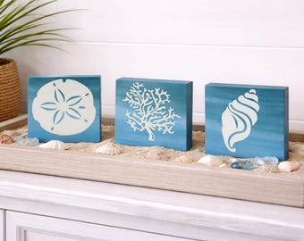 Küsten Wanddekor 3er Set - Strandhaus Wandkunst - Nautisches Badezimmer Dekor - Ozean Thema Wohnkultur - Küsten Geschenk