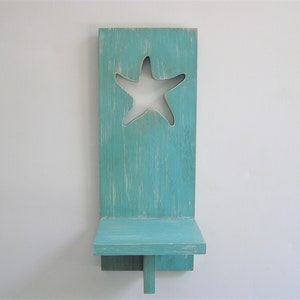 Coastal Starfish Wall Sconce – Handcrafted Wood Candle Holder – Beach House Decor – Rustic Nautical Wall Accent