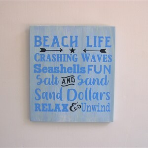 Beach Life Crashing Waves Seashell Fun Relax and Unwind - Beach Sign, Coastal Signs