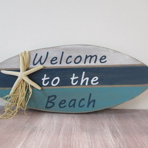 Welcome to the Beach - Surfboard Sign, Beach Sign