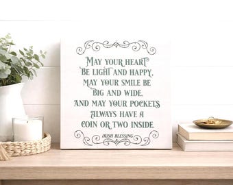 Irish Blessing Wood Sign - St Patrick’s Day Decor - Shamrock Wall Art - Farmhouse Irish Quote Sign - Meaningful Gift