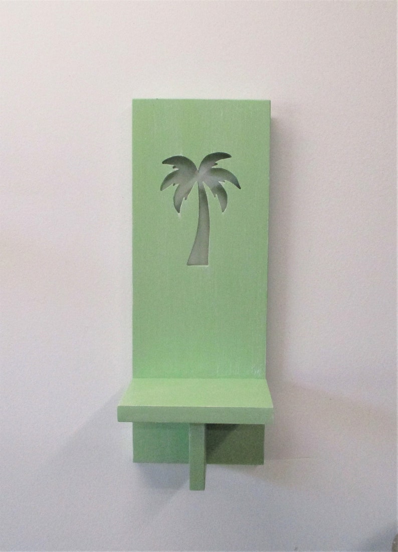 Palm Tree Wood Candle Sconce Coastal Candle Holder Beach Etsy