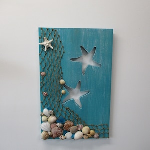 Under The Sea Rustic Star Fish Wall Art - (Star fish Decor) Rustic Shabby Chic Sea Life Decor, Nursery Nautical Wood Wall Art, Beach Decor