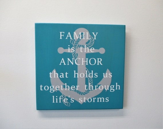 Nautical Family Anchor Sign – "Family is the Anchor" – Coastal Wall Decor – Inspirational Beach House Sign