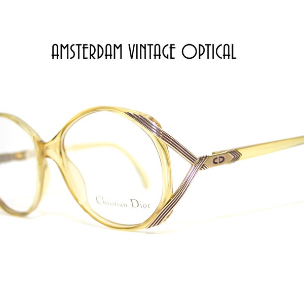 Christian Dior 2428 80 Eyeglasses Gold Amber New Old Stock NOS 1980's Eye Glasses Large Size 56-16-130 Round Optyl Germany