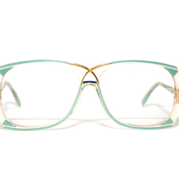 Cazal Mod 193 Col 240 Designer Eyeglasses Frame 1980's Gold Seafoam Green Size 60-14-130 Medium Transparent NOS New Old Stock Hip HOP