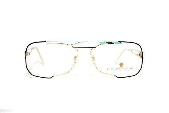 NEOSTYLE Designer Eyeglasses Frame 1980 s Turquoise Black Gold Size 57 16 135 Medium Extravagant NOS New Old Stock Etsy