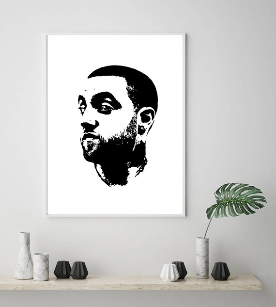 Mac Miller Art Fashion Sketch Printable Black White Abstract Etsy