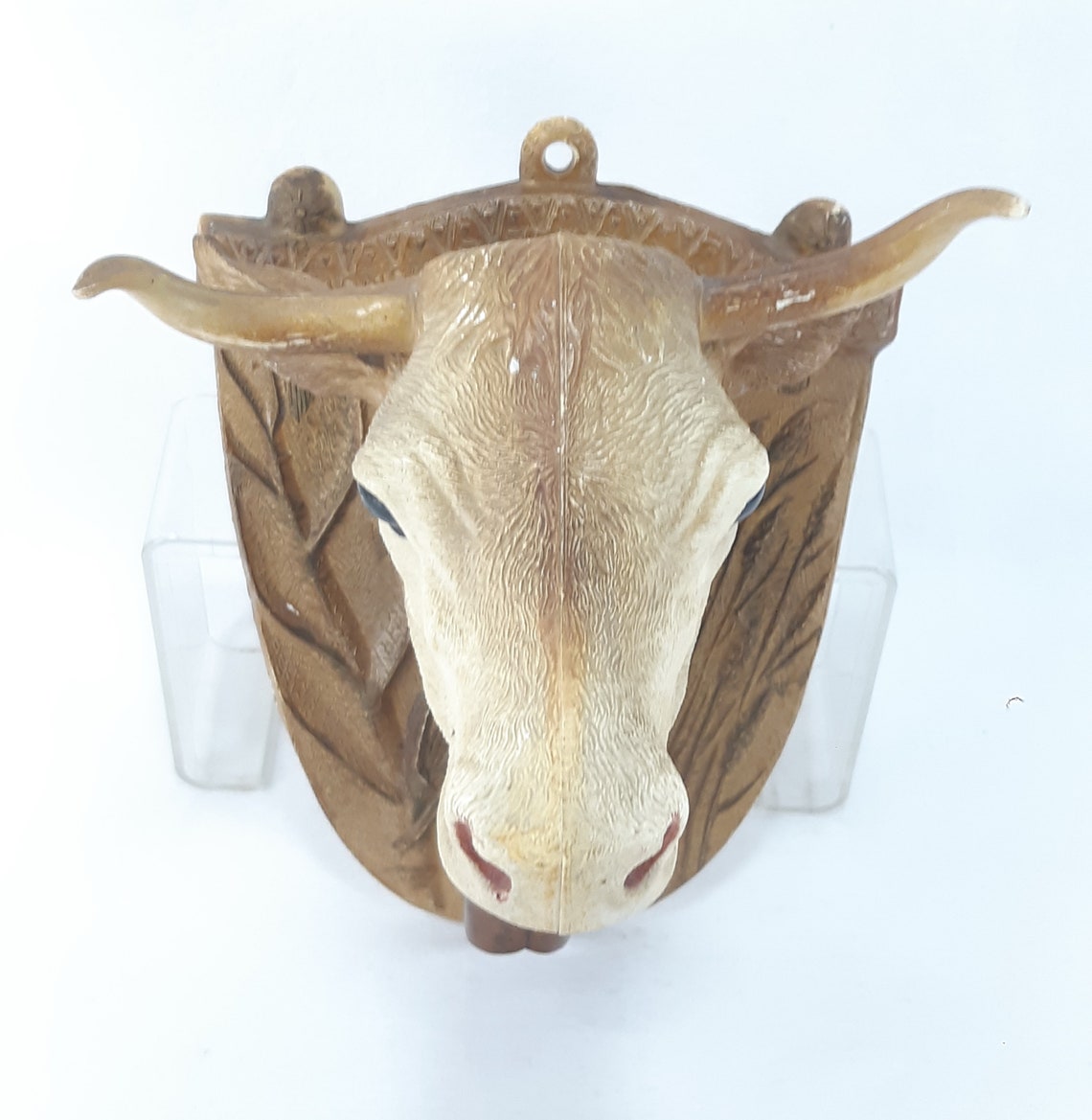 Vintage Plastic Bull Head with Copper Cowbell Wall Decorated Etsy