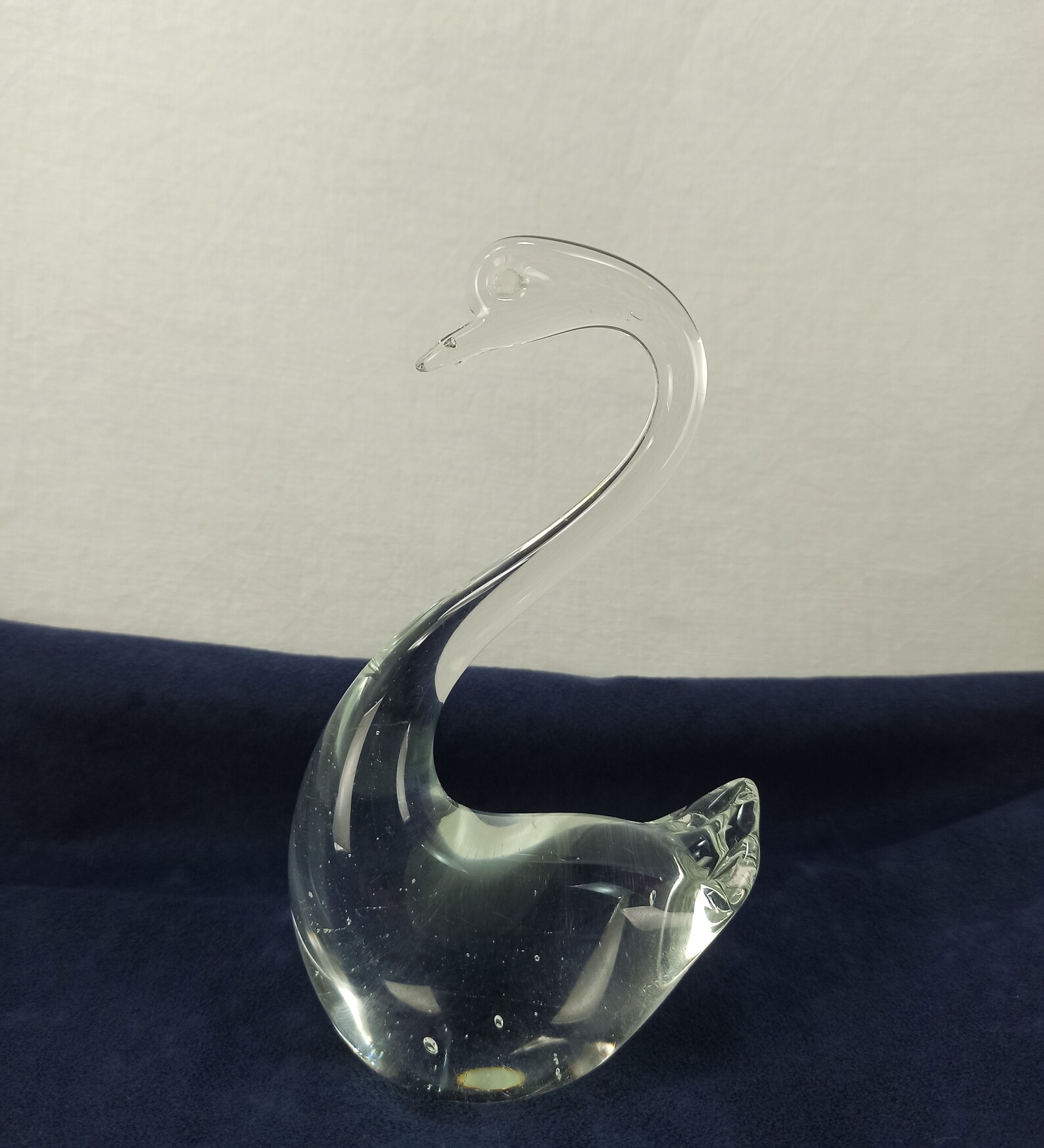 Vintage Hand Blown Clear Glass Swan Figurine Art Glass Etsy