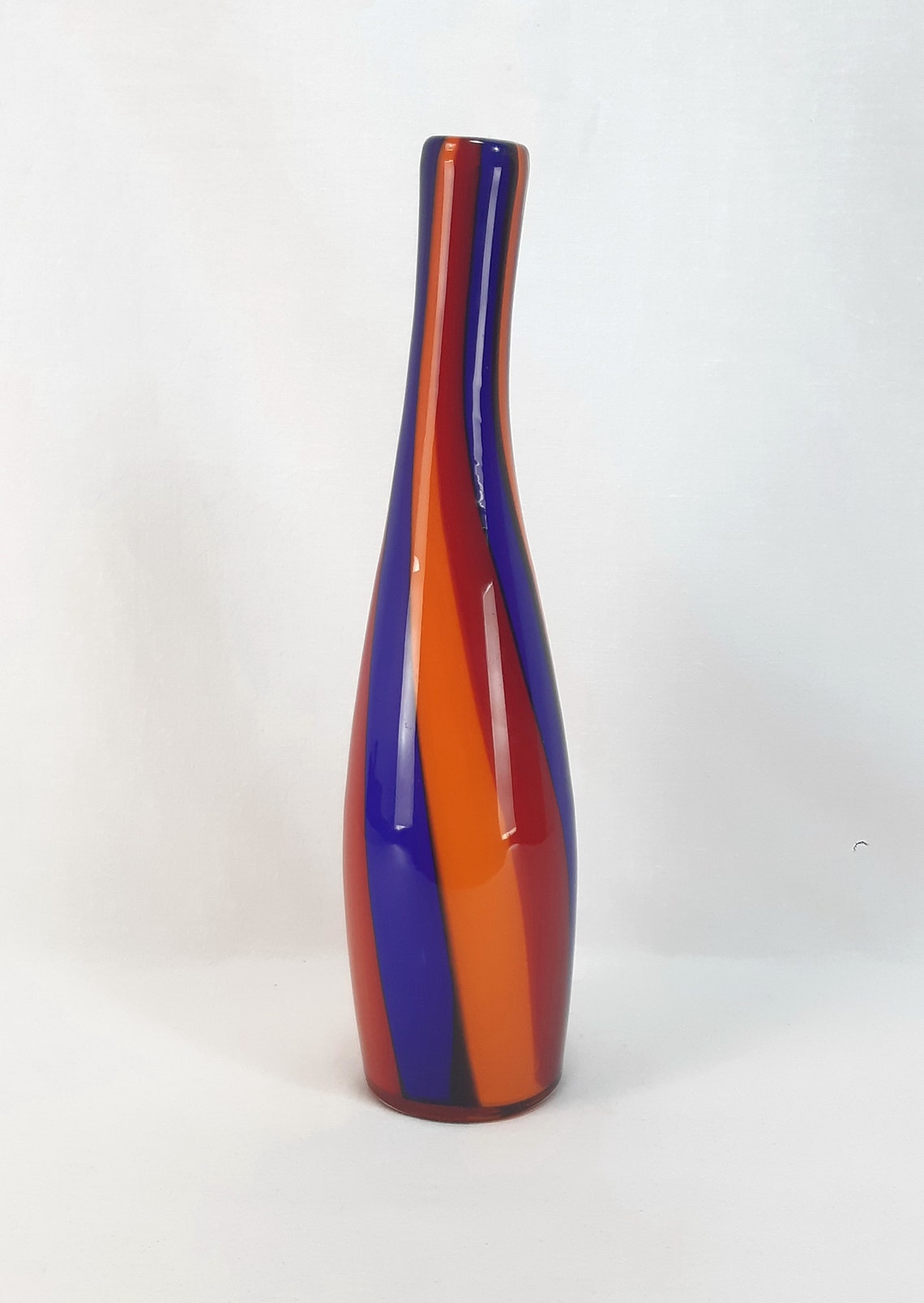 Hand Blown multi color Striped Glass Bud Vase 15 Etsy